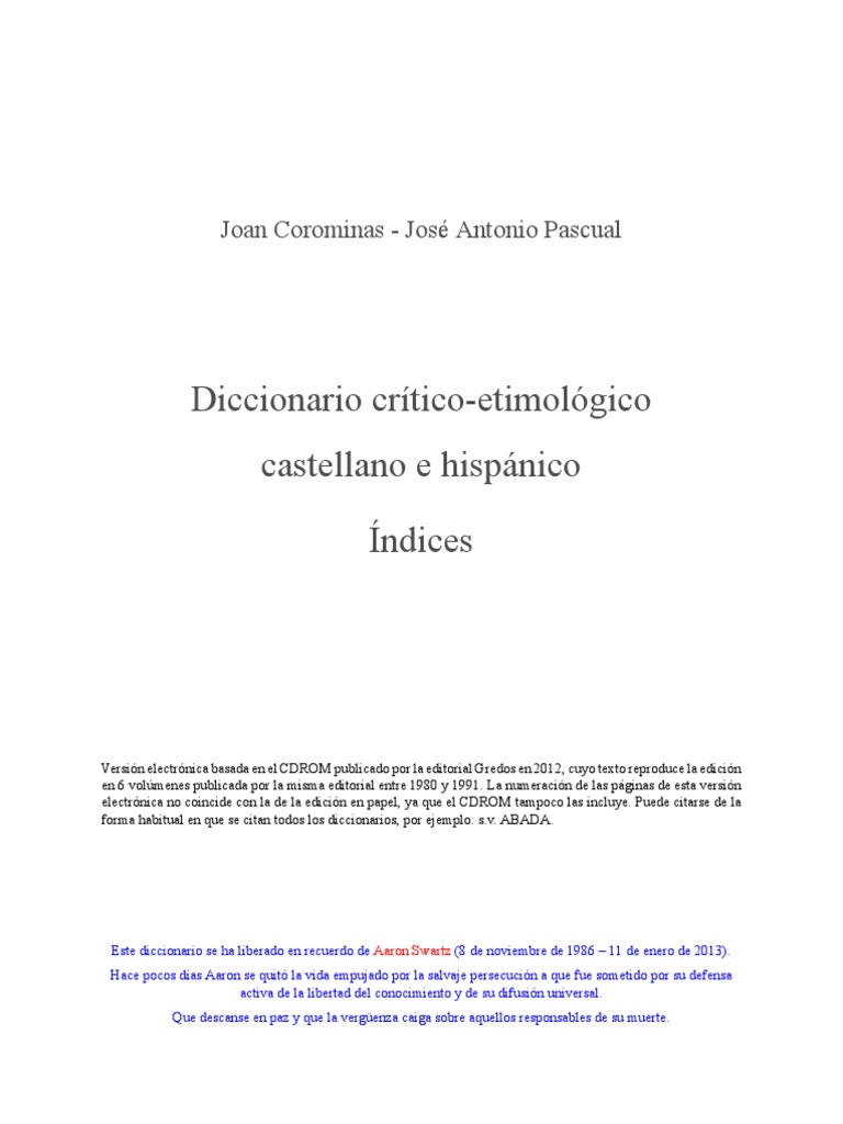 Diccionario Etimologico Castellano Pdf Compressor