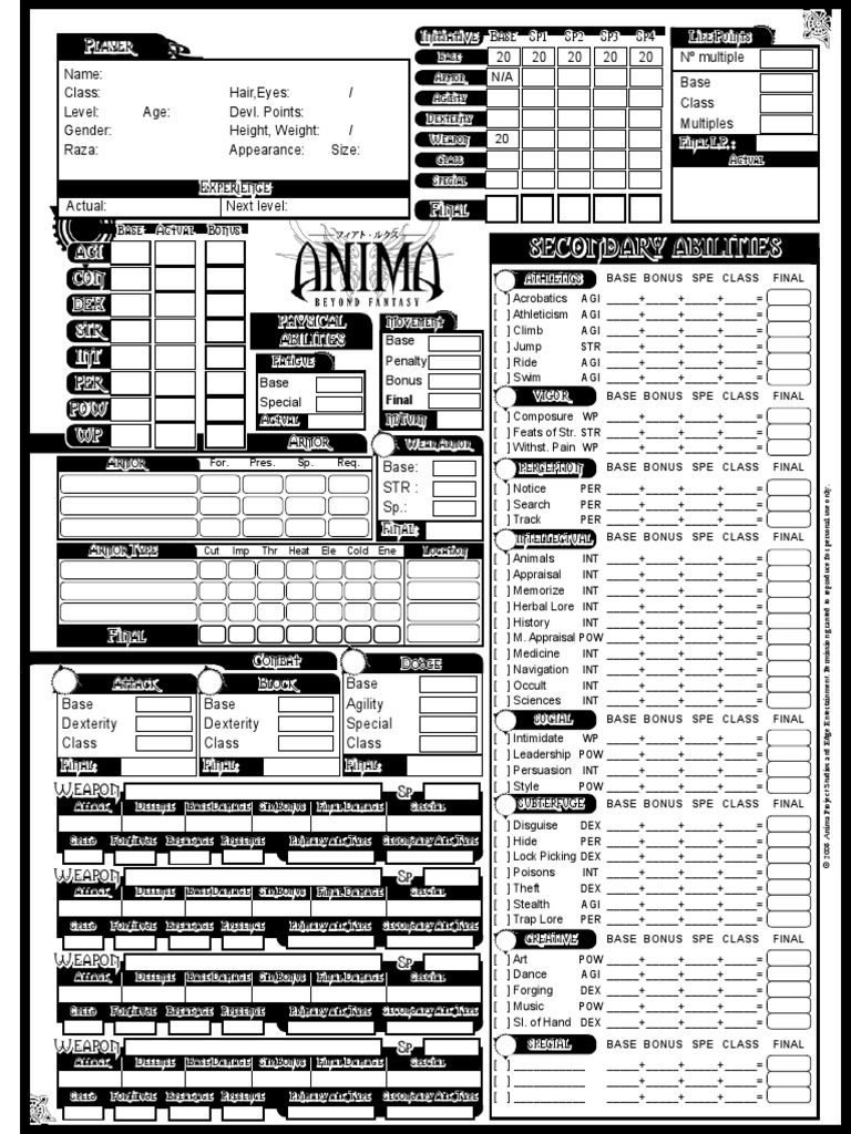 Dungeons And Dragons Character Sheet 3Rd Edition