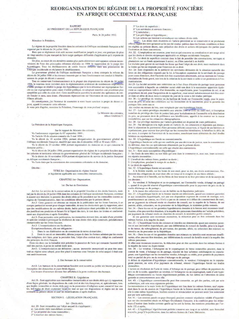 Couverture de l'article "Réorganisation Du Régime de La Propriété Foncière en Afrique Occidentale"