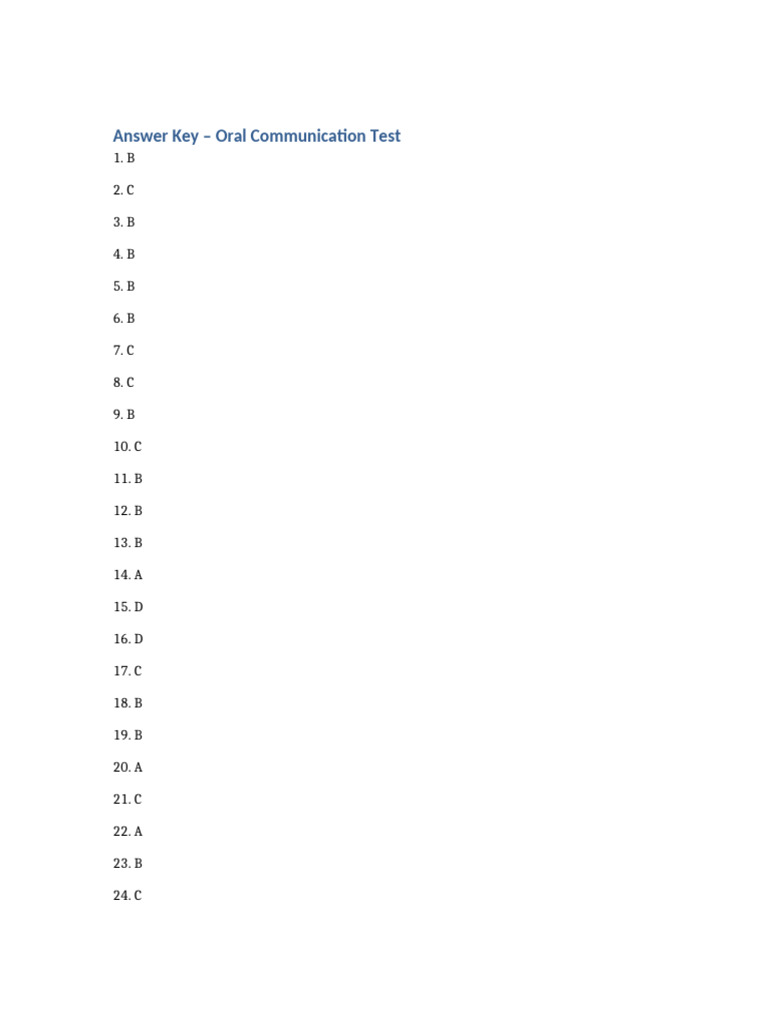 Oral Communication Answer Key | PDF