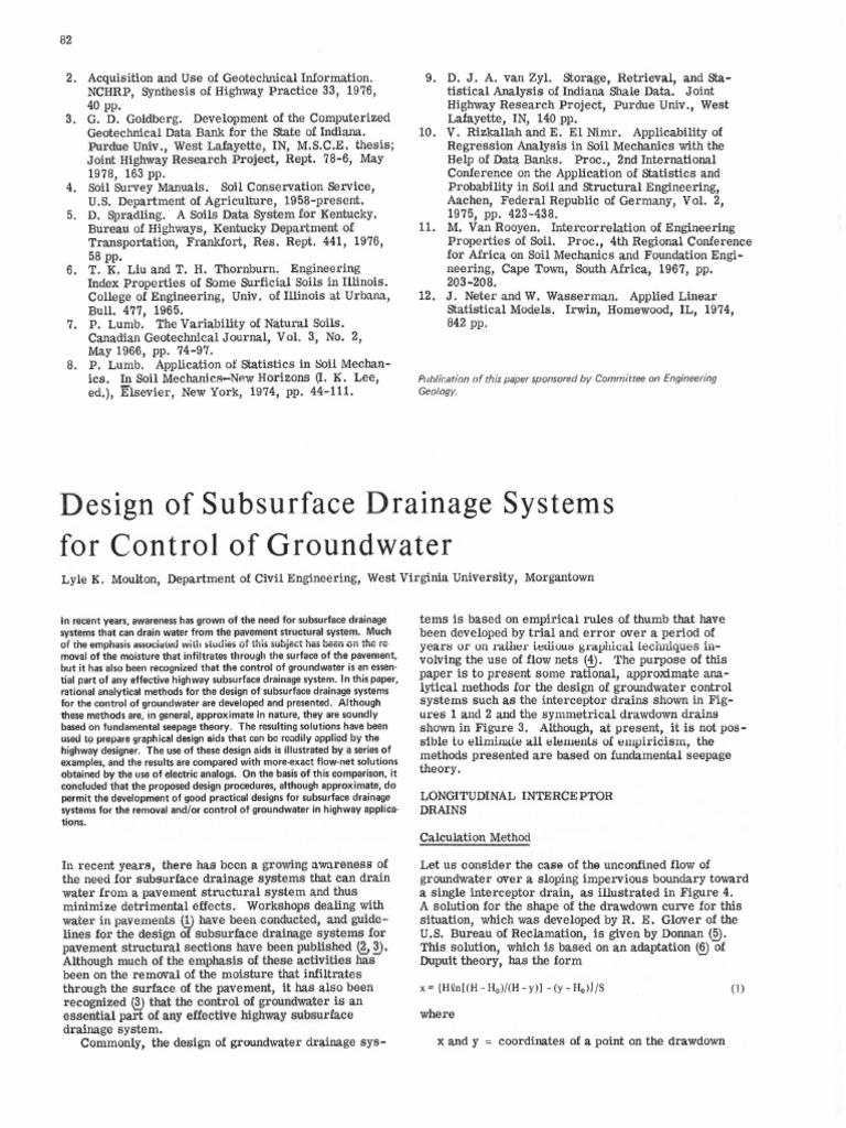 Design of Subsurface Drainage Systems For Control of Groundwater | PDF ...
