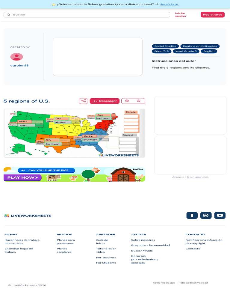 5 Regions of U… Free Interactive Worksheets 1613926 | PDF