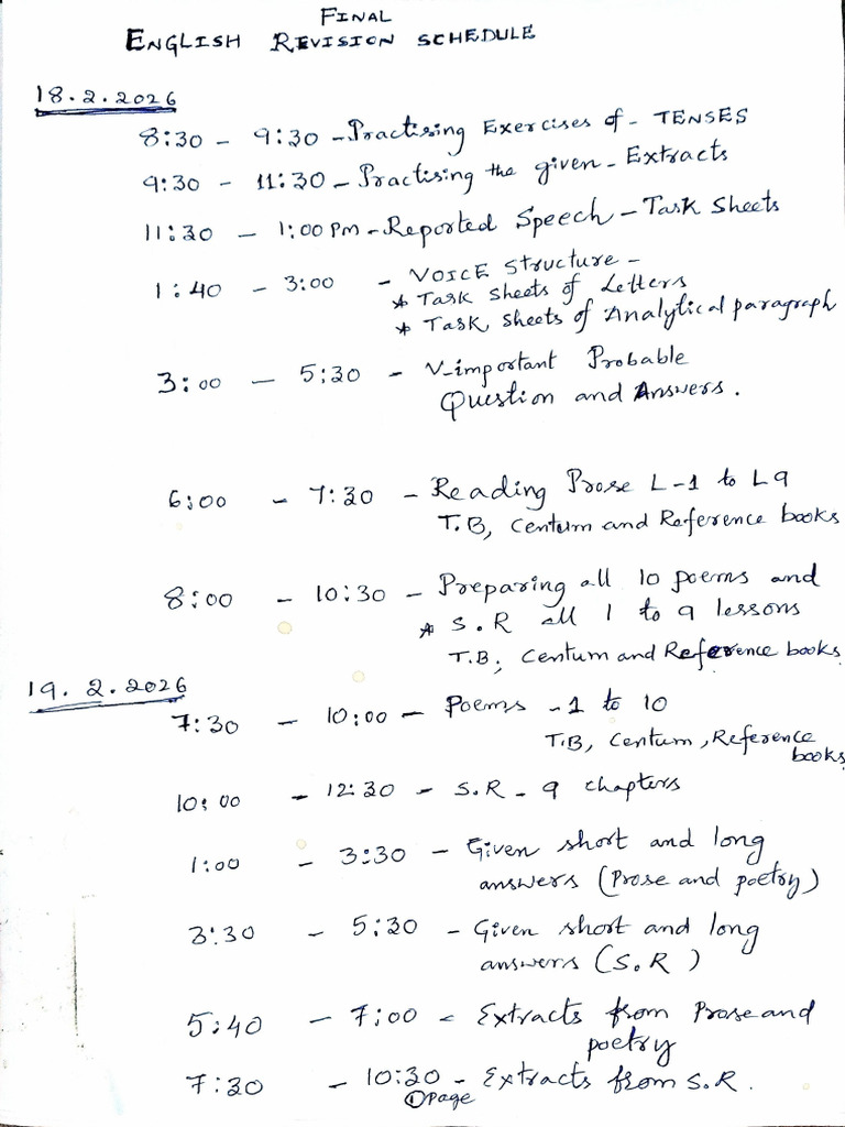 Final Revision Schedule | PDF