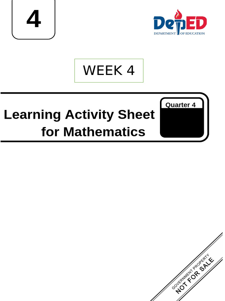 Q4 WS Mathematics-4 Lesson-4 Week-4 | PDF | Decimal | Curriculum