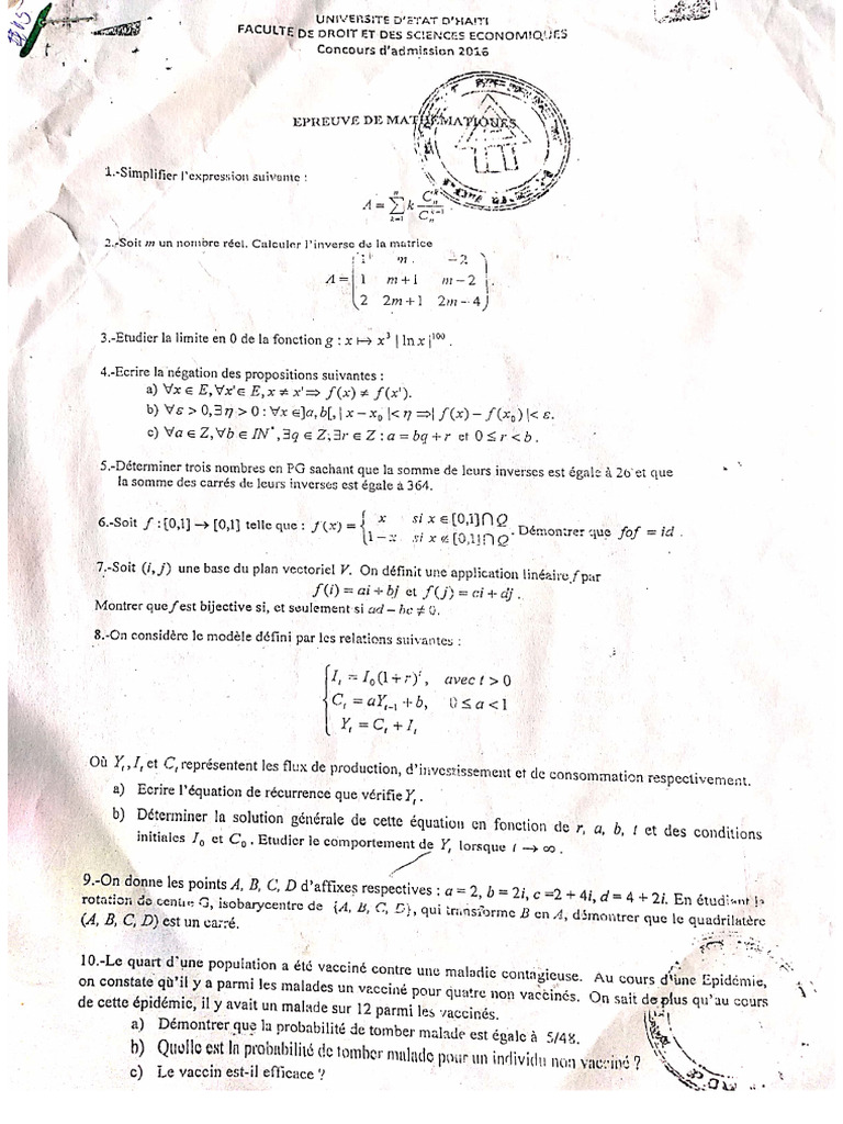 Tchala Math FDSE | PDF
