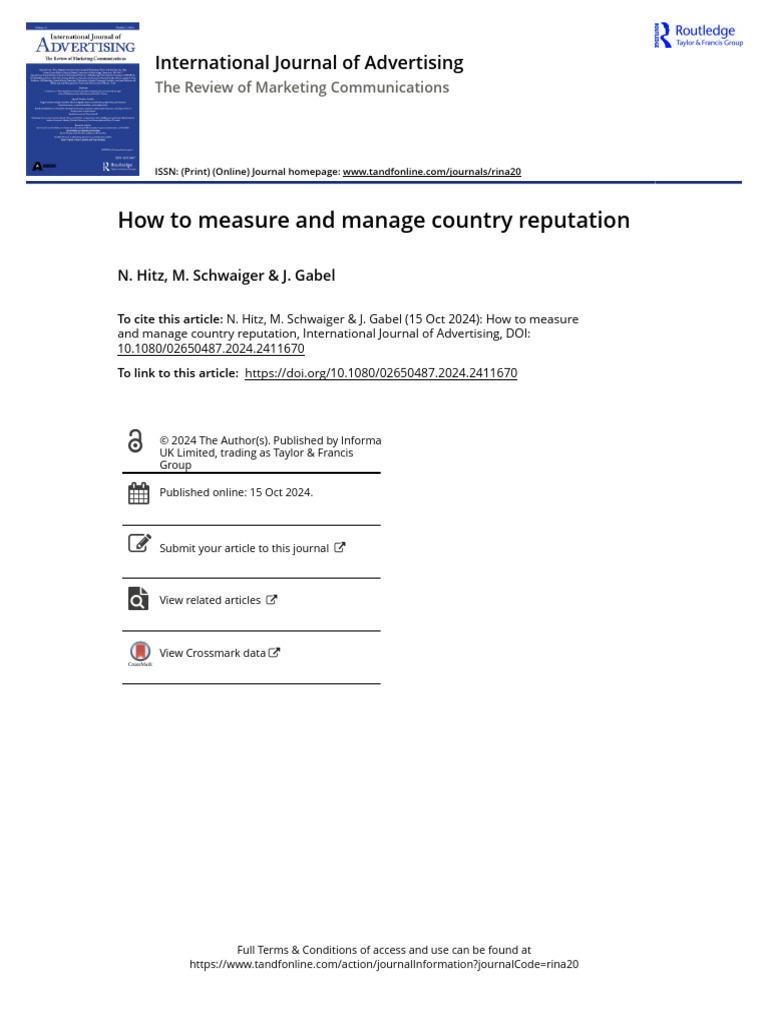 How To Measure and Manage Country Reputation: International Journal of ...