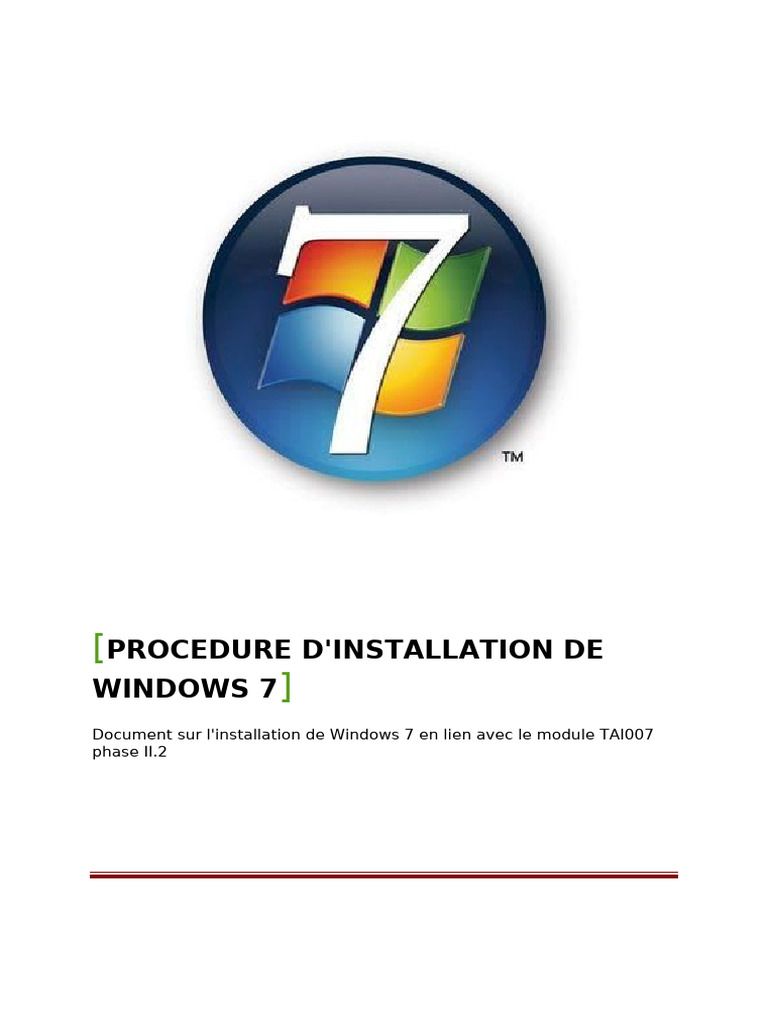 Installation Windows 7 | PDF