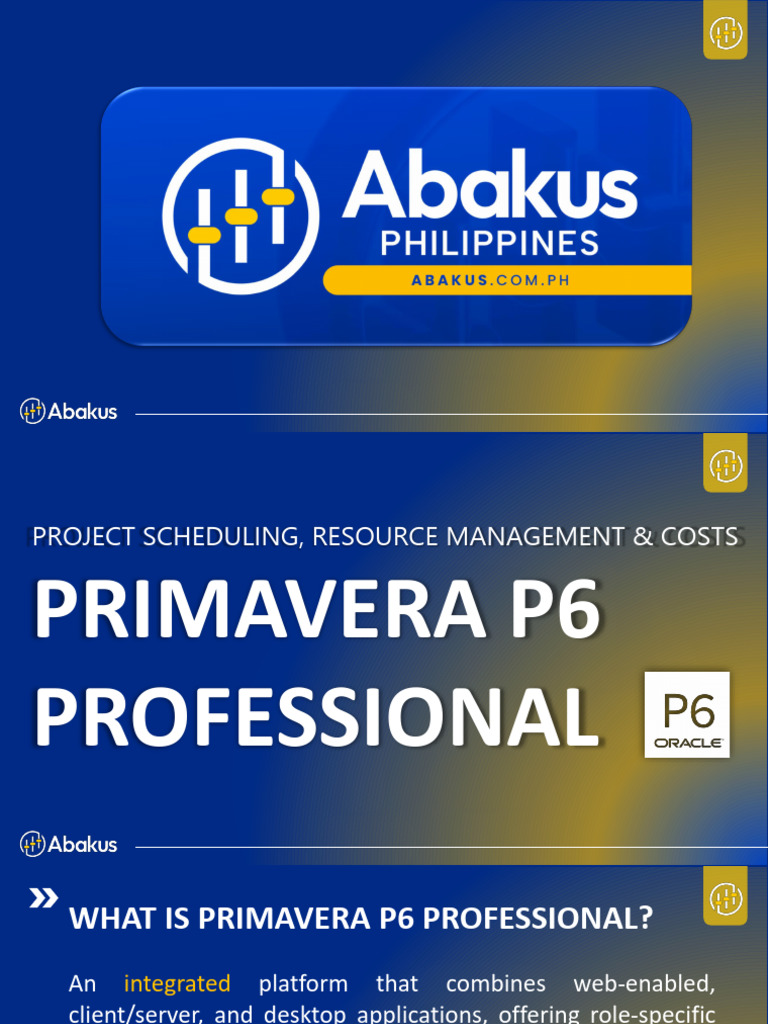 (ABAKUS) Primavera P6 Professional Training Presentation | PDF ...