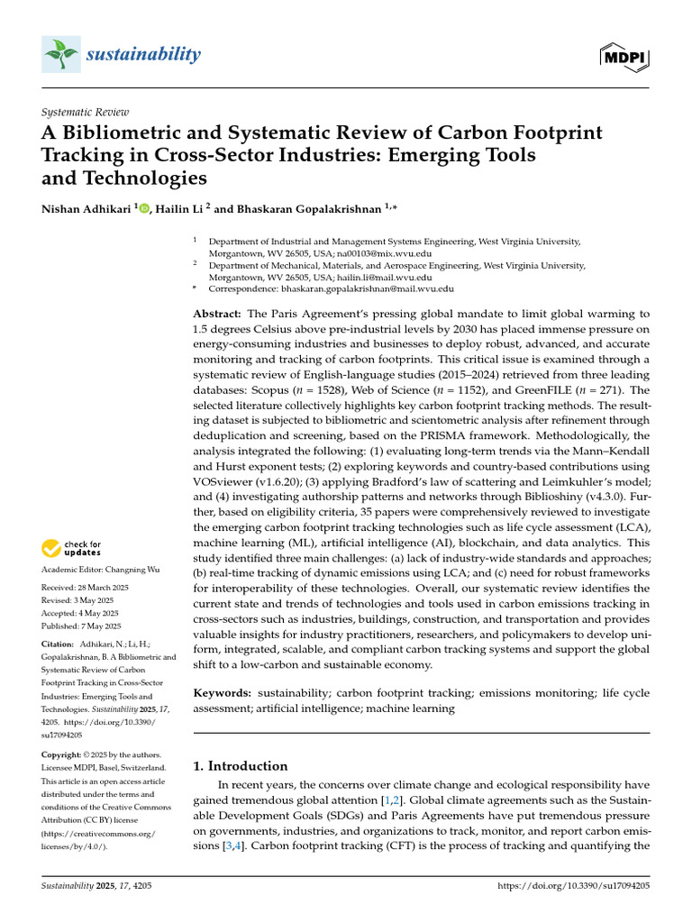 A Bibliometric and Systematic Review of Carbon Foo | PDF | Greenhouse ...