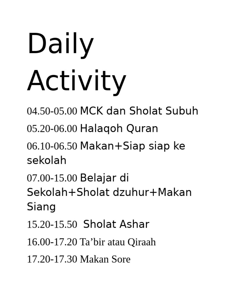 Daily Activity | PDF