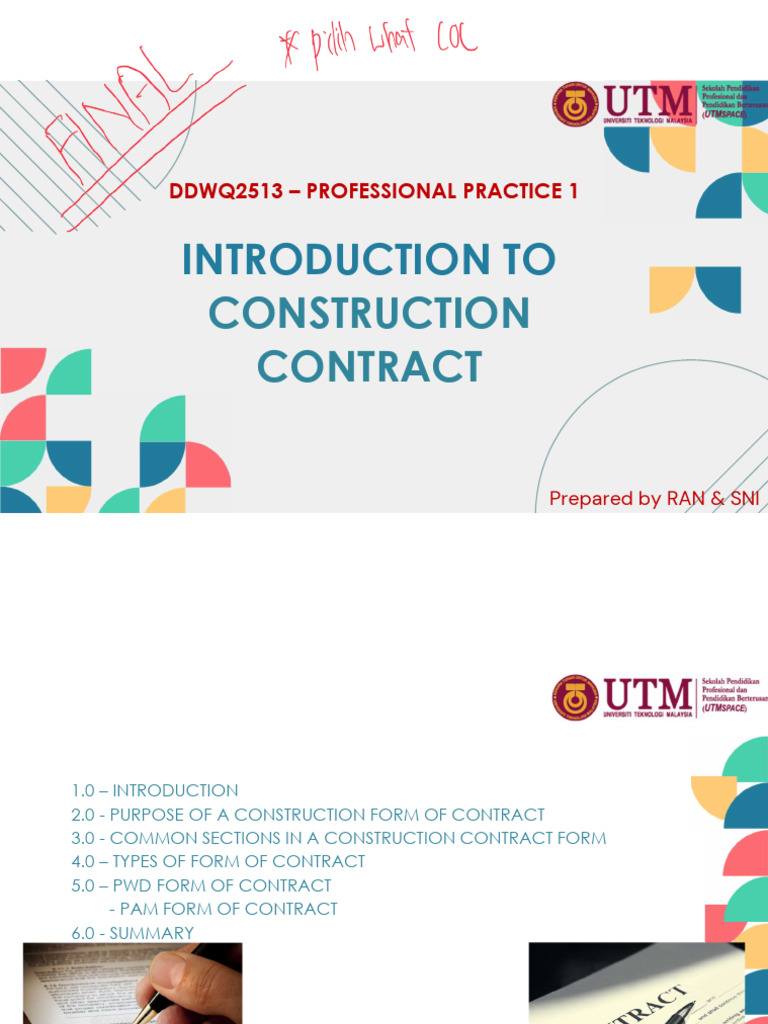 Introduction To: Construction Contract | PDF | Business | Business Law