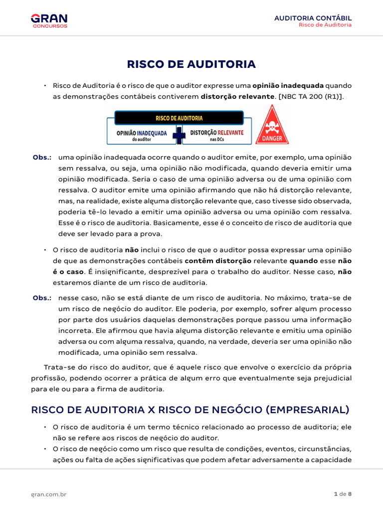 9 Risco de Auditoria | PDF | Contabilidade | Relatório anual