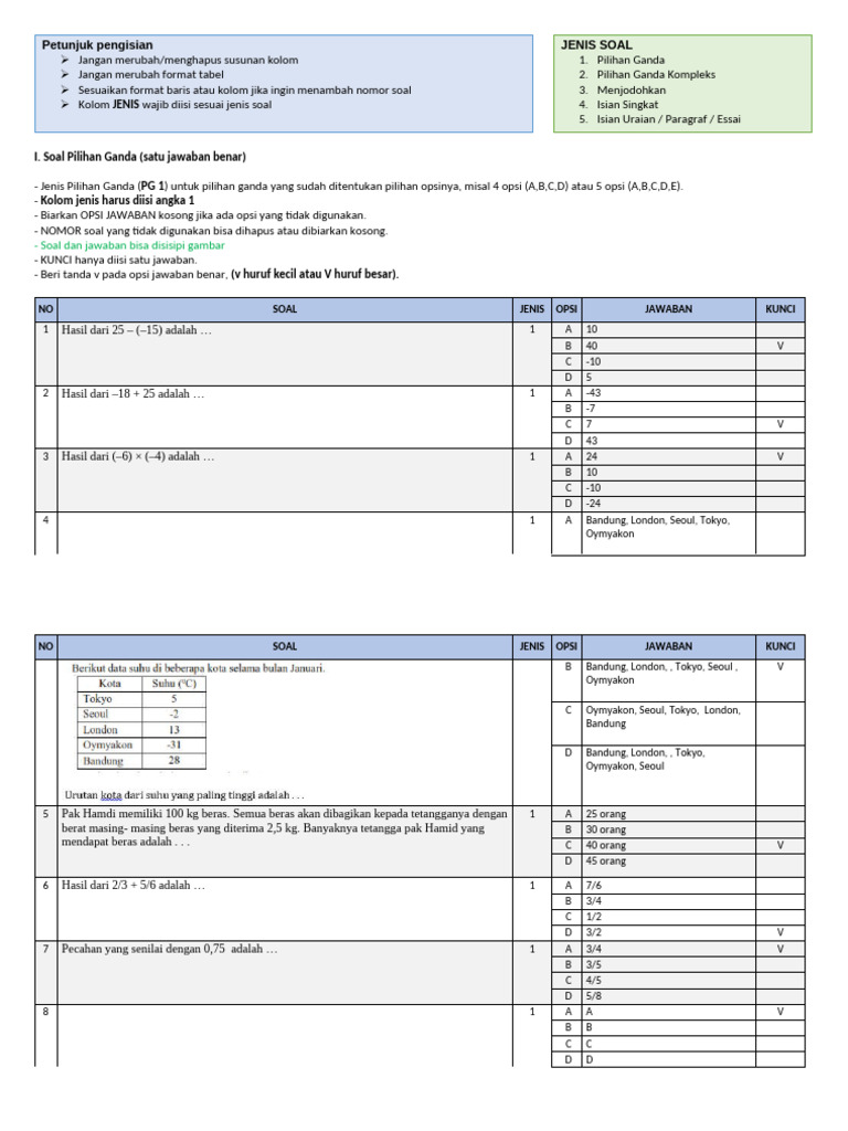Soal MTK Kls 7 Aas 2526 | PDF