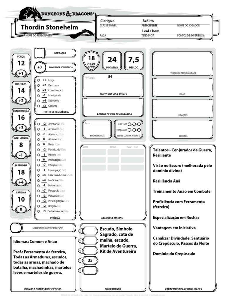 Thordin Stonehelm (Clerigo) | PDF