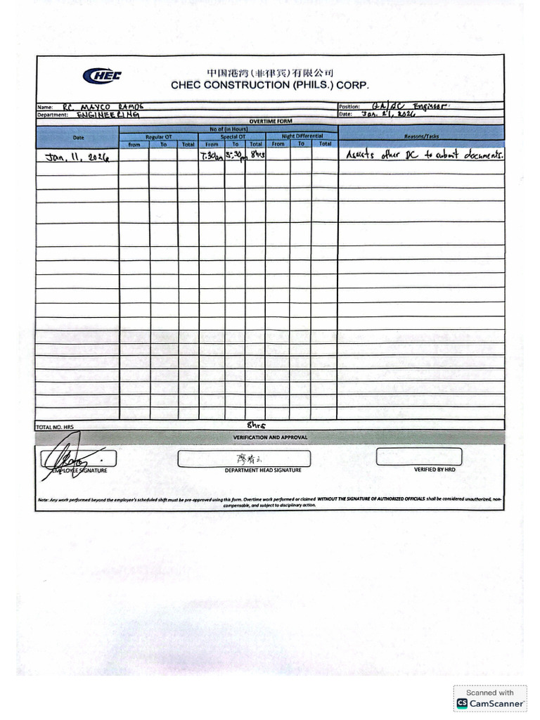 OT Form | PDF