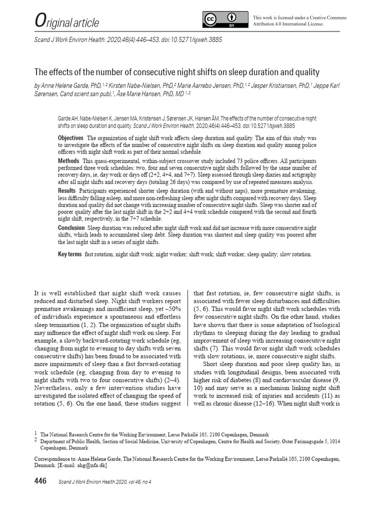 Sjweh 46 446 | PDF | Shift Work | Sleep