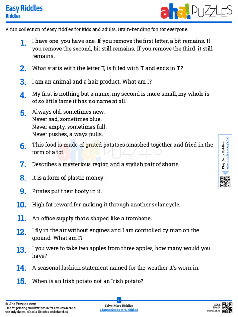 Easy Riddles | PDF | Sushi