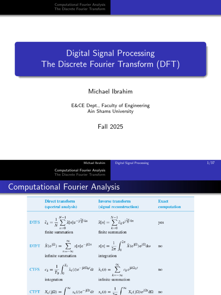 04 DFT Part 01 | PDF | Discrete Fourier Transform | Fourier Analysis