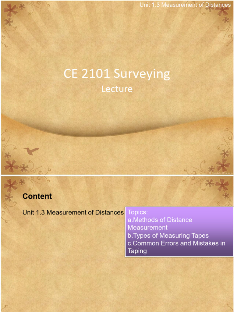 Unit 1.3 - Measurement of Distances | PDF | Surveying