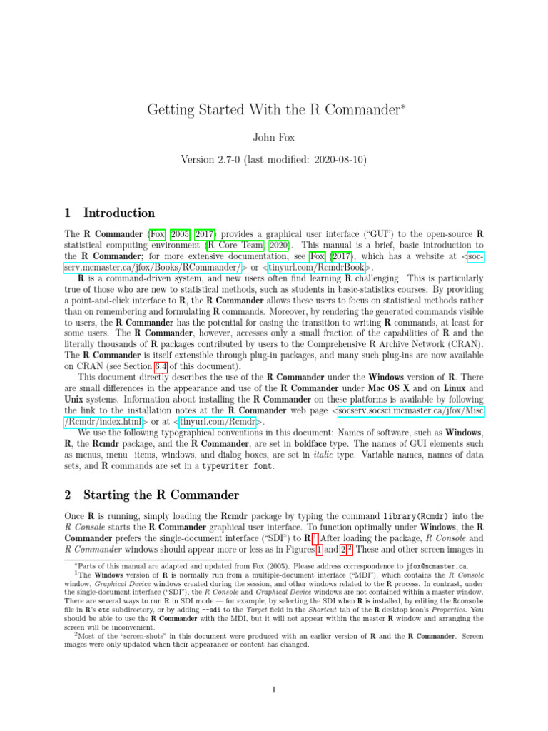 Getting Started With The RCMDR | PDF | Command Line Interface ...
