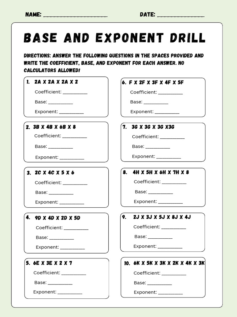 Bases and Exponents Math Worksheet | PDF | Chess Theory | Chess