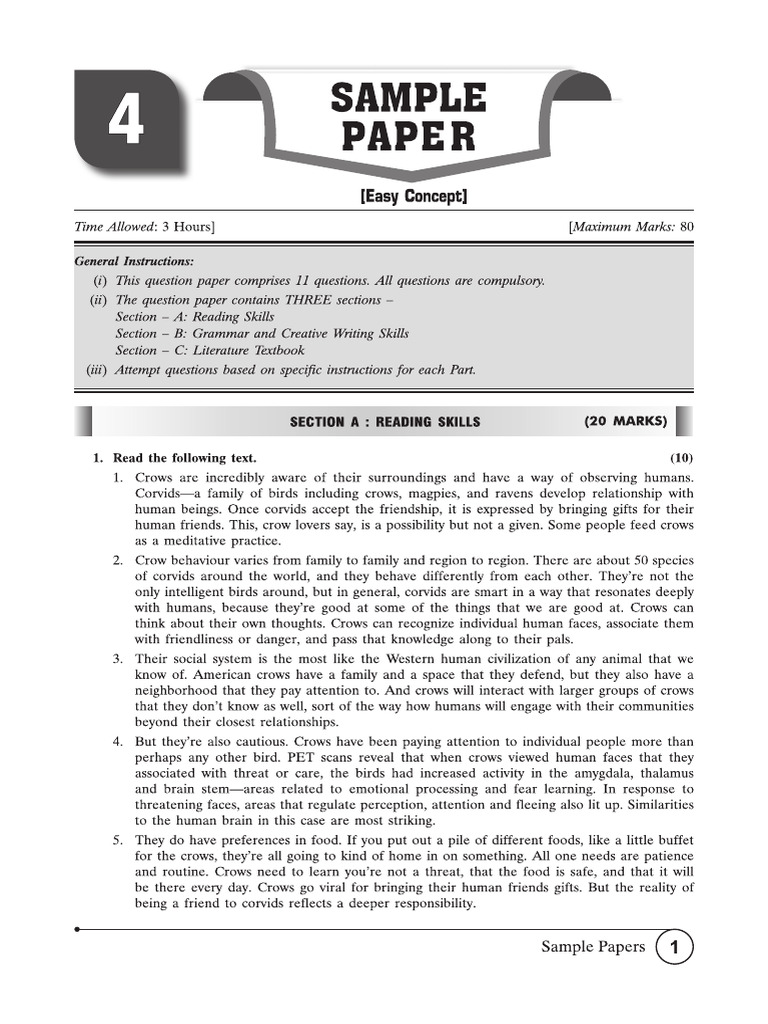 Cbse Cl10 Ead English LLR 2026 Edition Easy Paper 4 | PDF