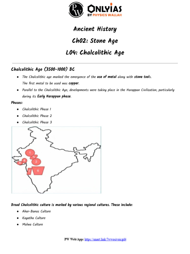 Ancient History Ch02: Stone Age L04: Chalcolithic Age | PDF | Archaeology