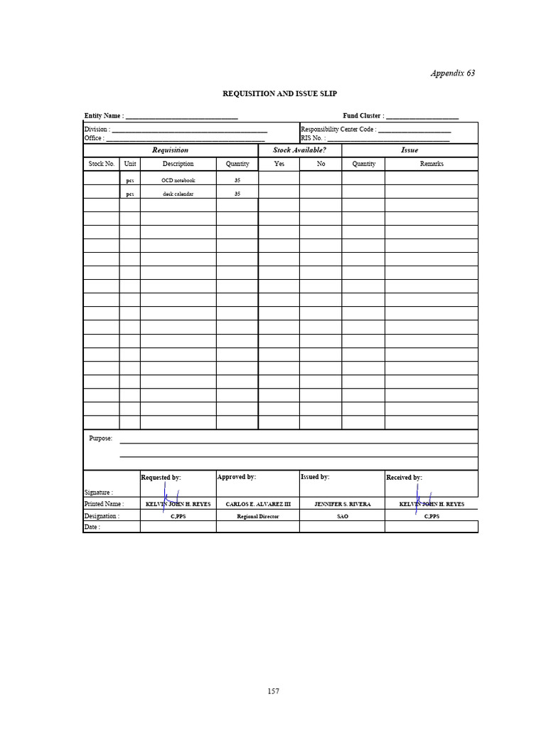 Appendix 63 RIS Notebook Calendar | PDF