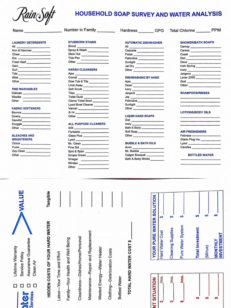 RainSoft Soap Survey | PDF | Cleaning | Cleaning Products