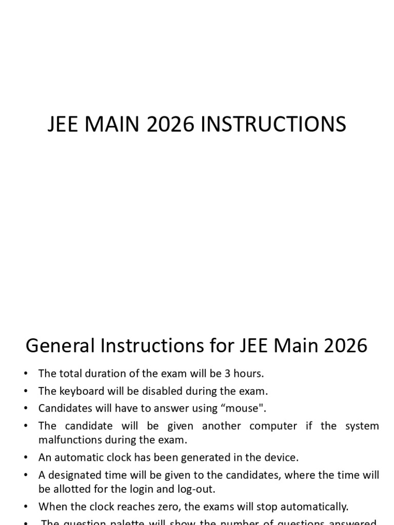 Jee Main 2026 Instructions | PDF | Identity Document