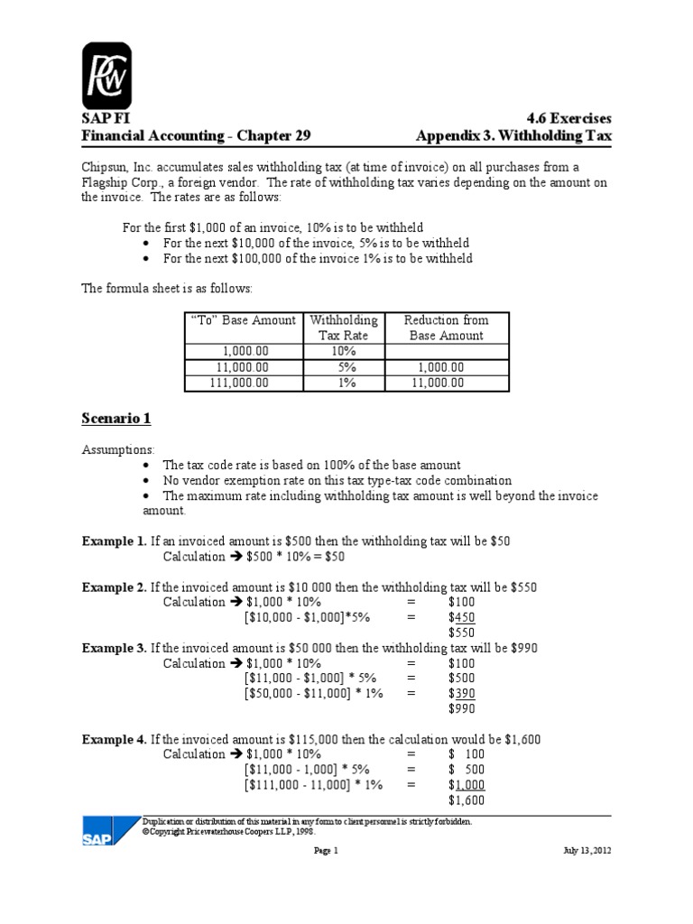 Withholding tax invoice withholding tax