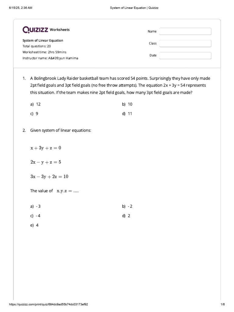 System of Linear Equation-Grade 10 | PDF | Chess | Chess Openings