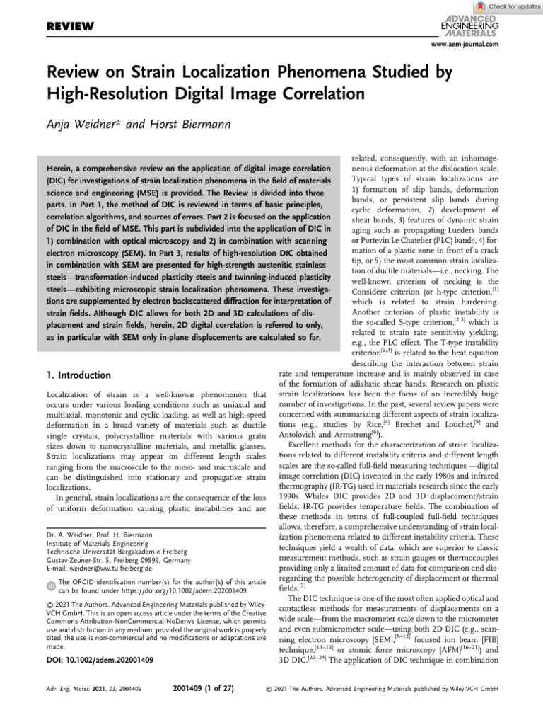Review On Strain Localization Phenomena Studied by High Resolution ...