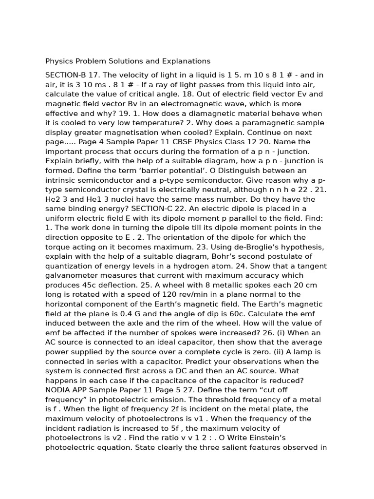 Physics Problem Solutions and Explanations | PDF | Capacitor ...
