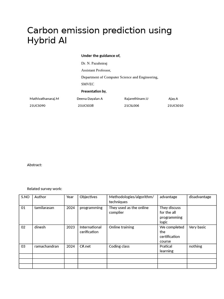 Carbon Emission Prediction Using Hybrid AI | PDF