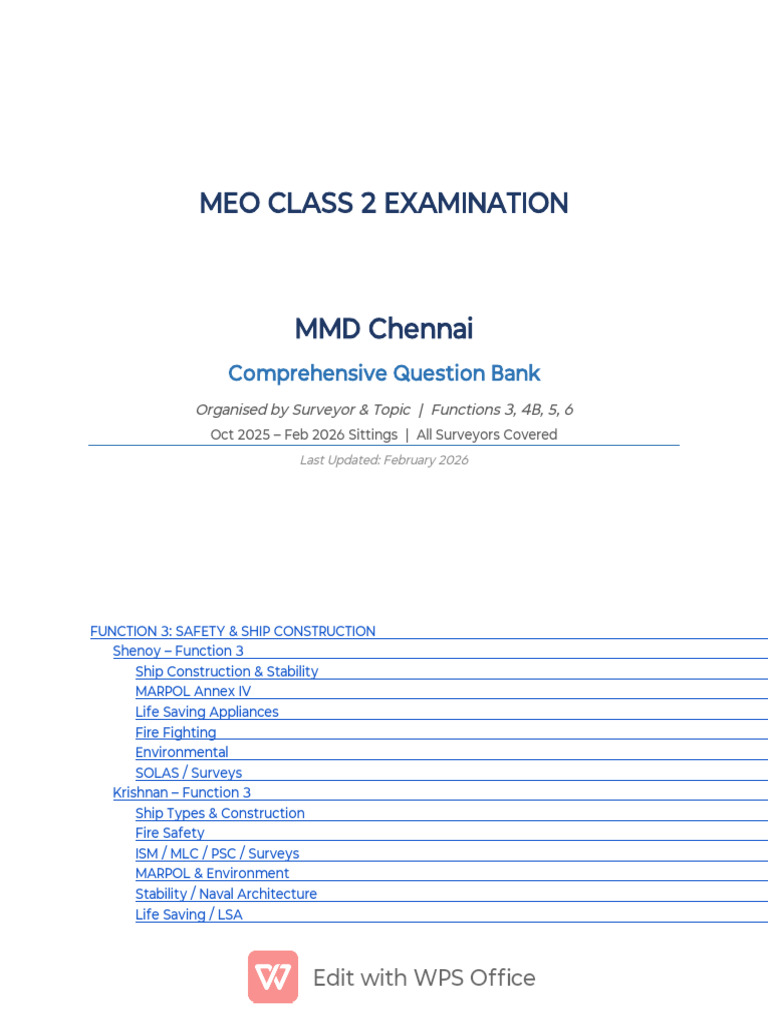 MEO Class2 Question Bank Final | PDF | Pump | Ships
