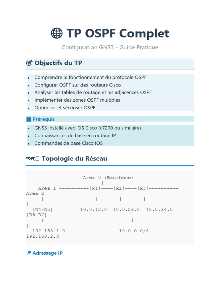 ? TP Ospf Complet | PDF | Protocoles de communication | Architecture de ...