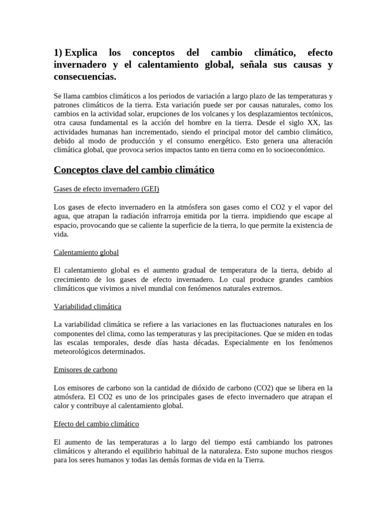 Cambo Climatico y Efecto Invernadero | PDF | Gases de efecto ...