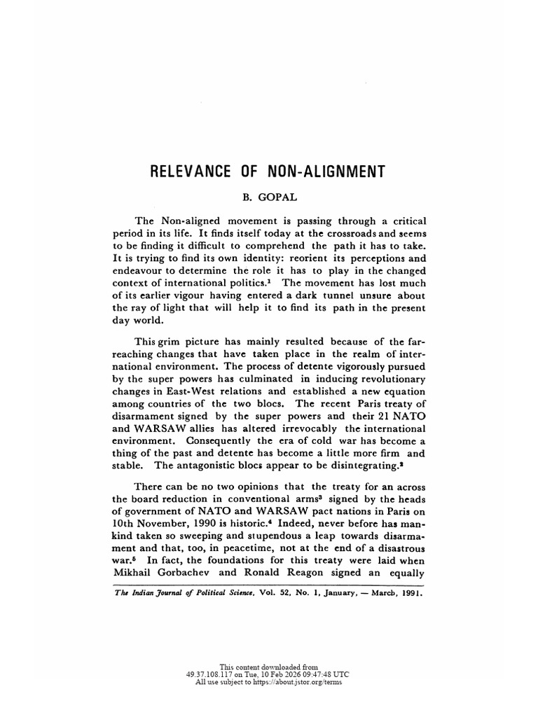 Non Alignment Movements | PDF