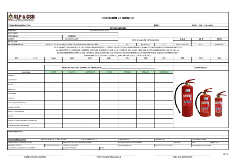 Check List Inspeccion de Extintores - SLP | PDF