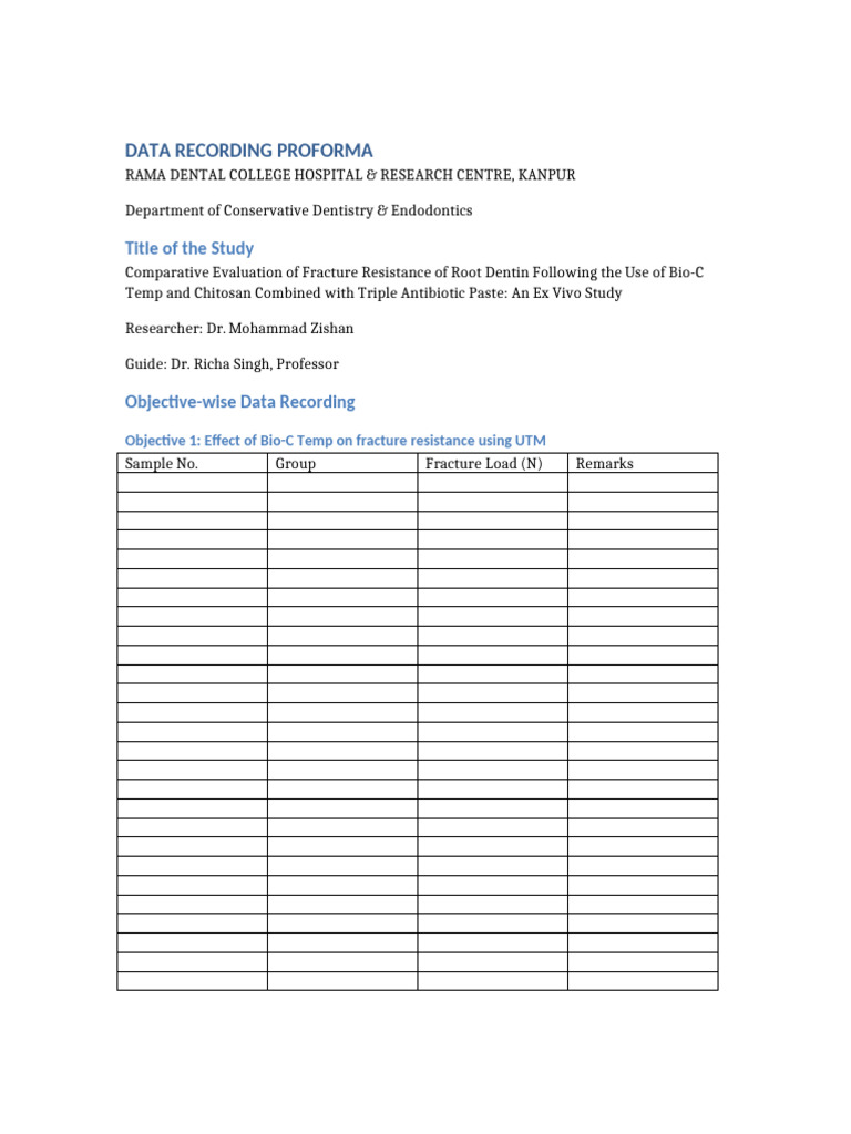 Objectives Based Data Recording Proforma | PDF