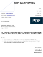 Letter of Clarification