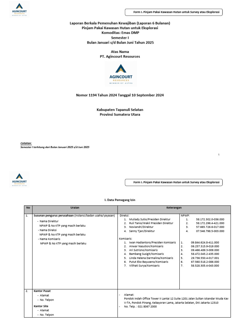 SK 1194 Form Lap PPKH Survey Eksplorasi SMSTR I 2025 7.173 Ha | PDF
