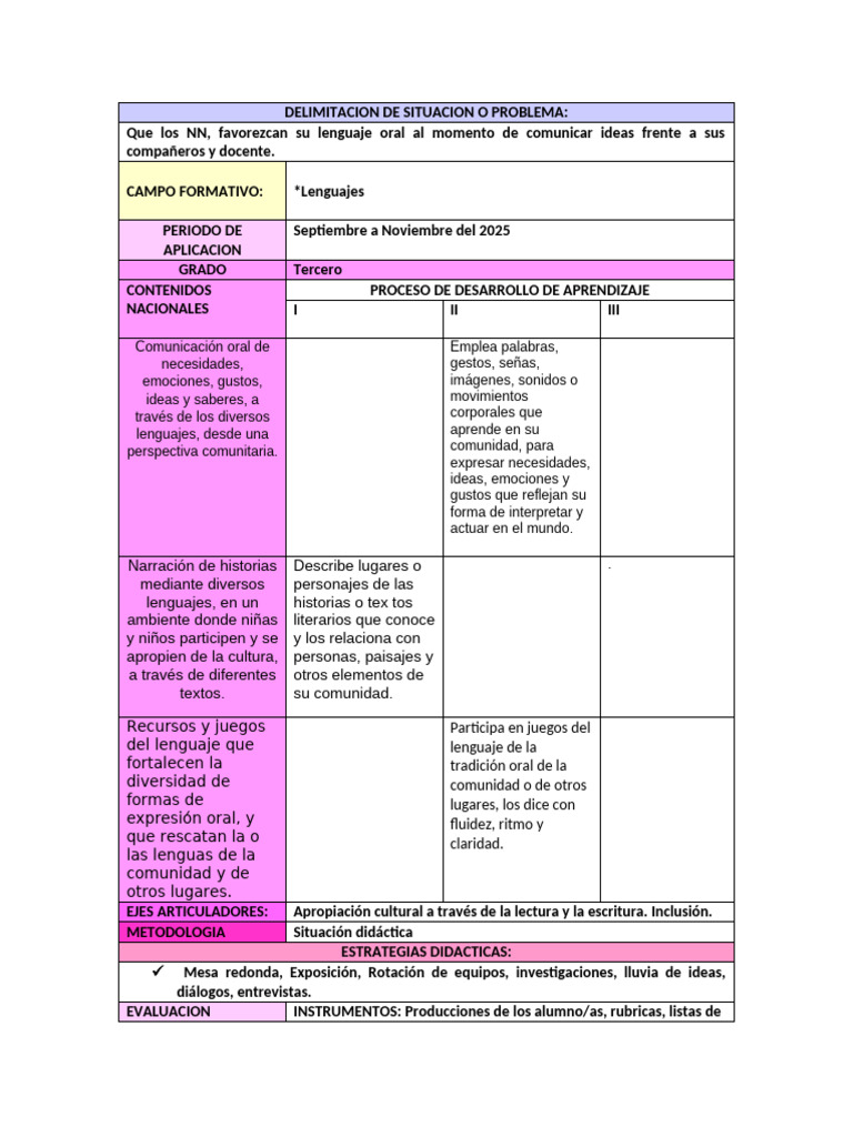 Plan Analitico 3 A | PDF | Evaluación | Aprendizaje