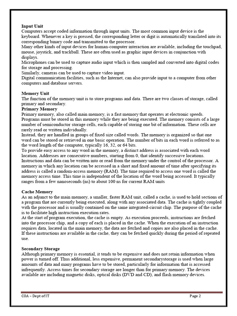 Unit 1 | PDF | Computer Data Storage | Division (Mathematics)