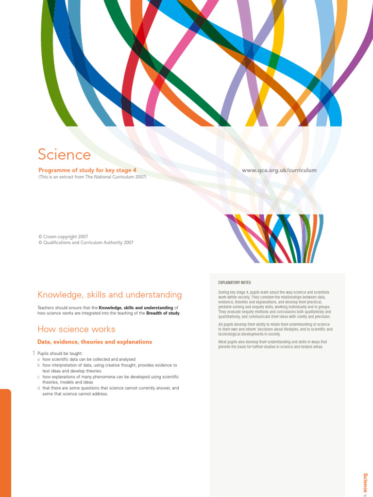 Science 2007 Programme of Study For Key Stage 4 | PDF | Science | Theory