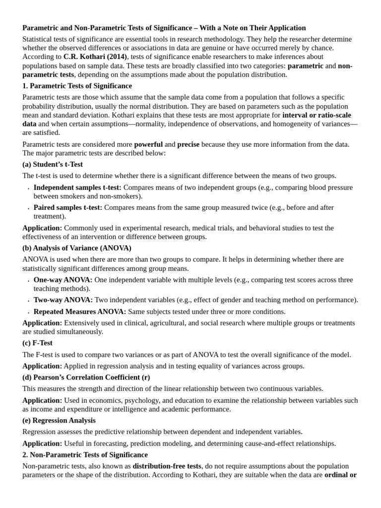 Application of Tests of Significance | PDF | Student's T Test ...