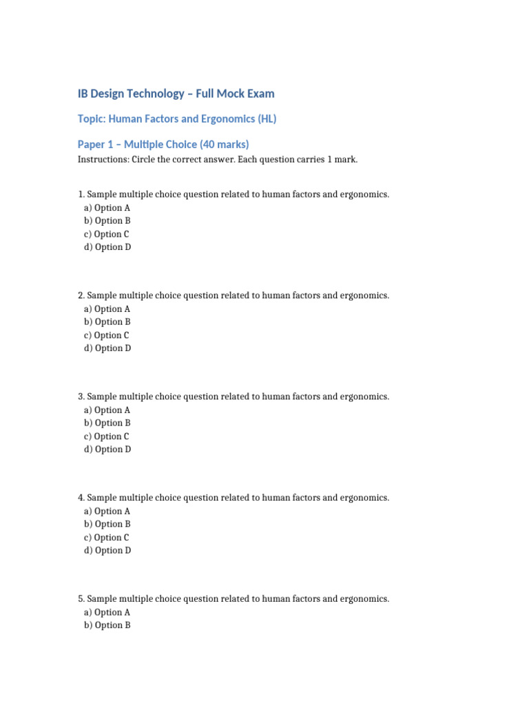 Human Factors IB Mock Printable 3 | PDF | Usability | Human–Computer ...