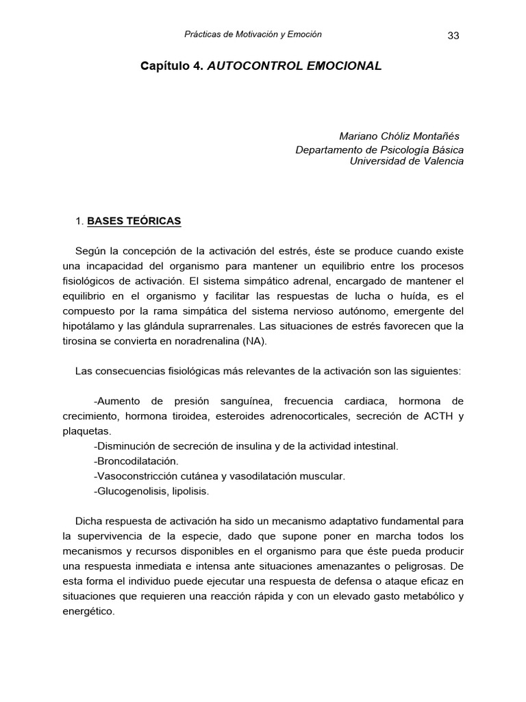Autocontrol Emocional | PDF | Estrés (biología)