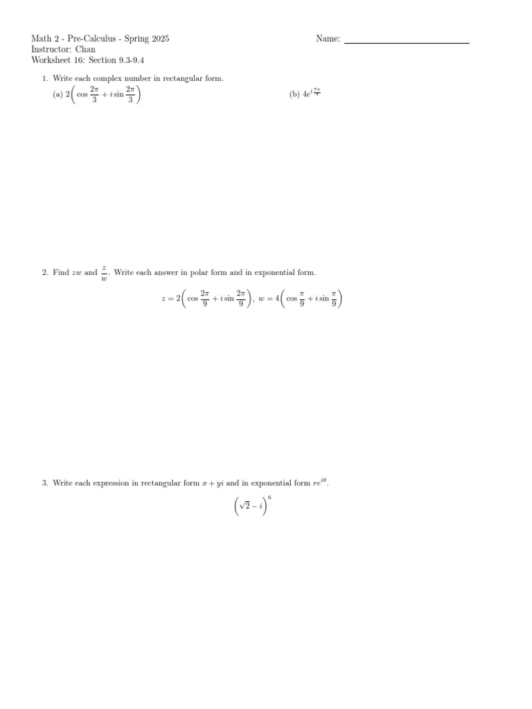 Worksheet 16 | PDF